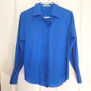 Foxcroft Blue Button Down Long Sleeve Shirt